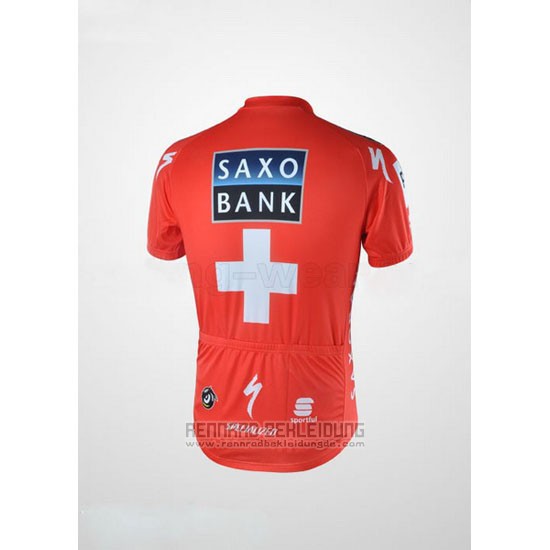 2010 Fahrradbekleidung Saxo Bank Champion Schweiz Trikot Kurzarm und Tragerhose